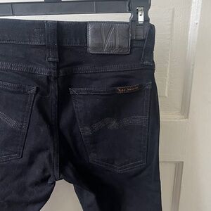 Tight Long John Nudie Jeans in Black Black Sz 26